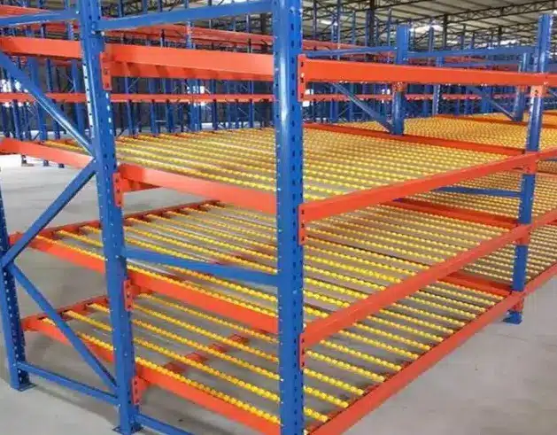Carton Flow Racking Empty carton flow racking ready for boxes in a distribution center