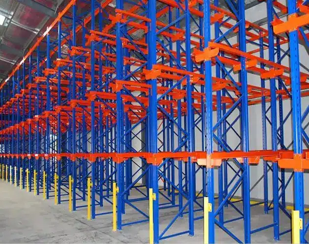 Drive in racking in cold storage food warehouse