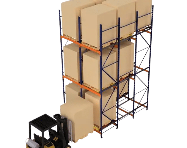Pushback-racks 2 deep push back racks loading with forklift