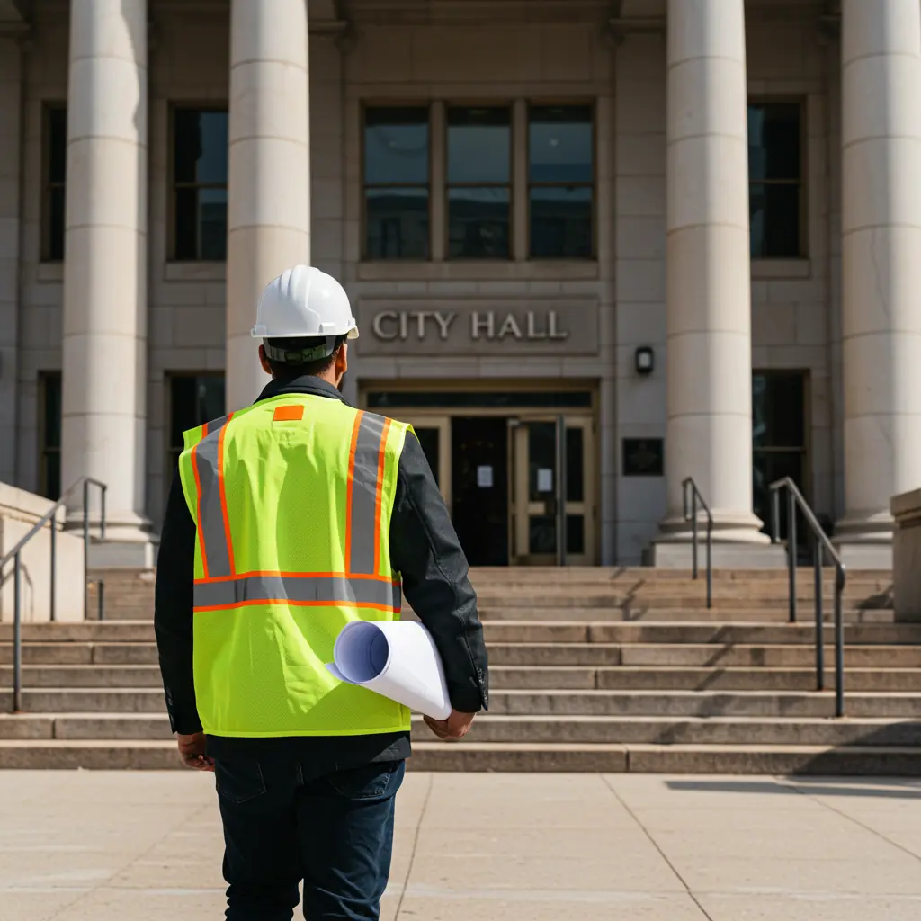 IMH-Permit-Management IMH Engineer handing plans to city