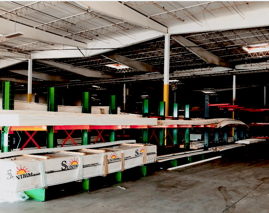 Cantilever Racking Installed in a warehouse in Fontana
