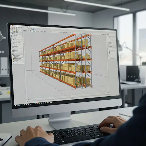 IMH warehouse racking layout in CAD