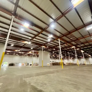 Empty 68,000 sq ft warehouse in Ontario, California before pallet rack installation by IMH Group.