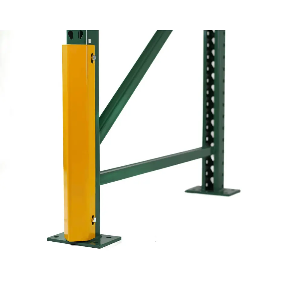 Column Protectors installed on pallet racks in a warehouse in Los Angles California