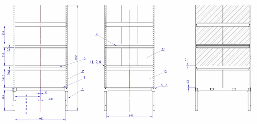 Custom pallet racks manufactured for a warehouse in Ontario California