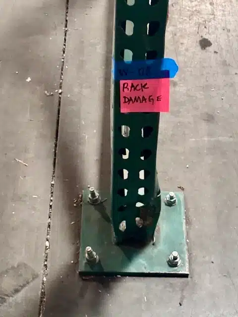 Ontario Pallet Rack Inspection Damaged Upright found in Pallet Rack Inspection in Ontario California