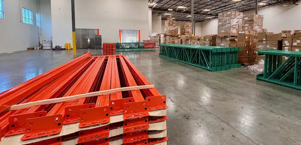 Pallet Racks being installed for a warehouse in Ontario California