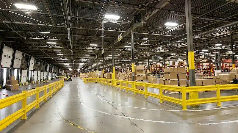Distribution Center Guard Rails Heavy Duty Guard Rails installed in a Distribution Warehouse