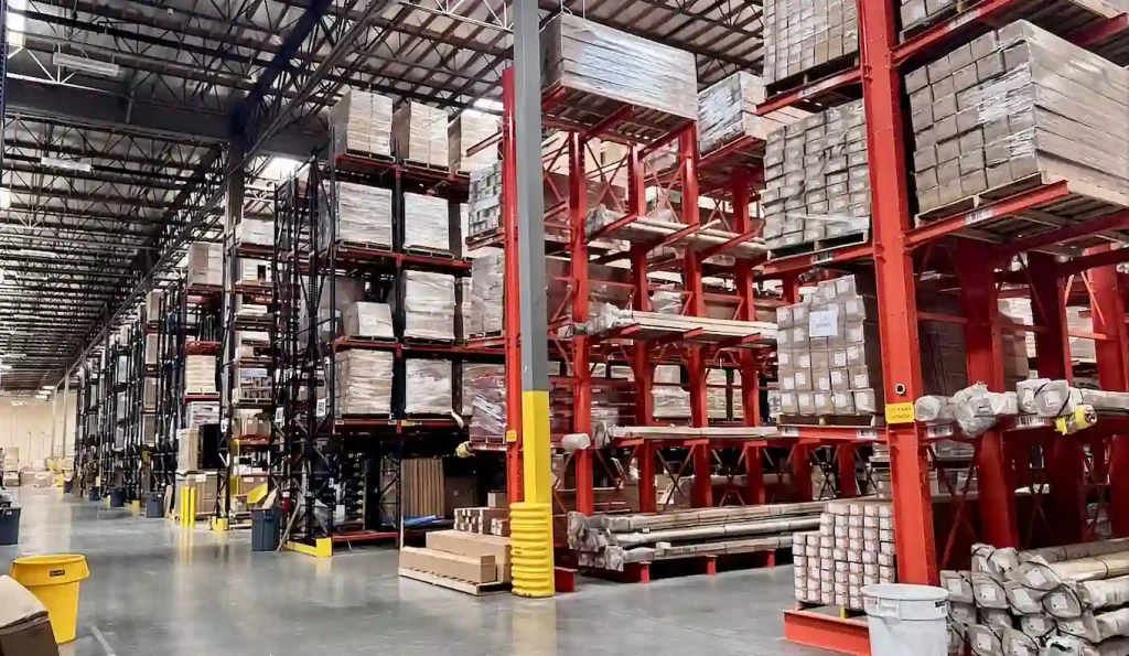 Fontana Pallet Racks Cantilever Racks Pallet Racks and Cantilever Racks installed in a Warehouse in Fontana California